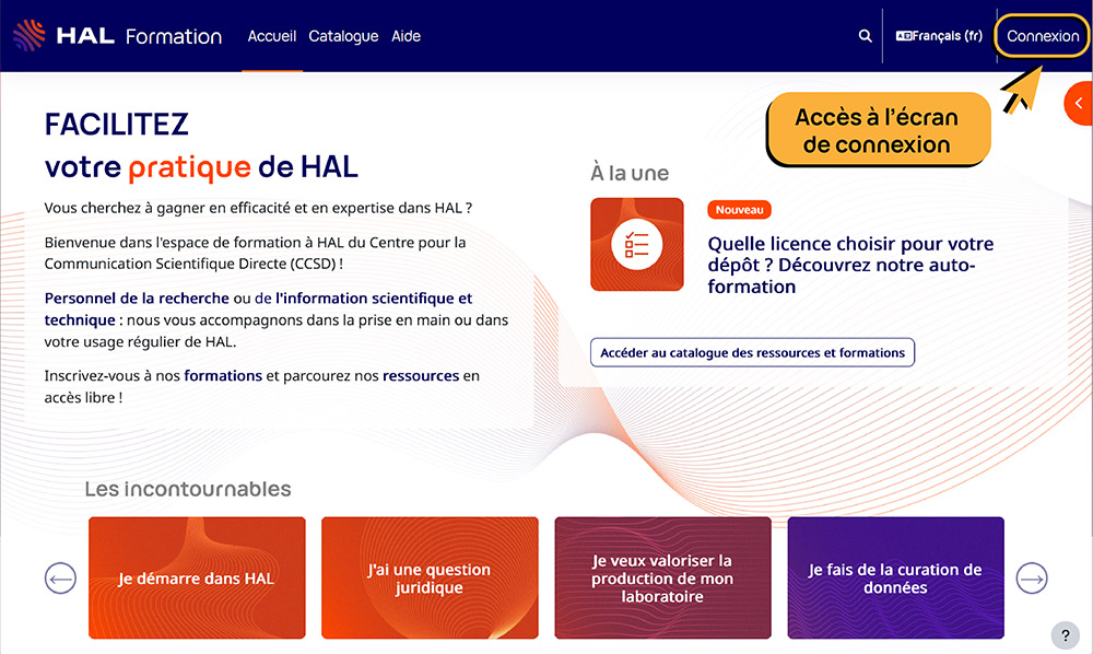 Capture d'écran - Accès à l'écran de connexion