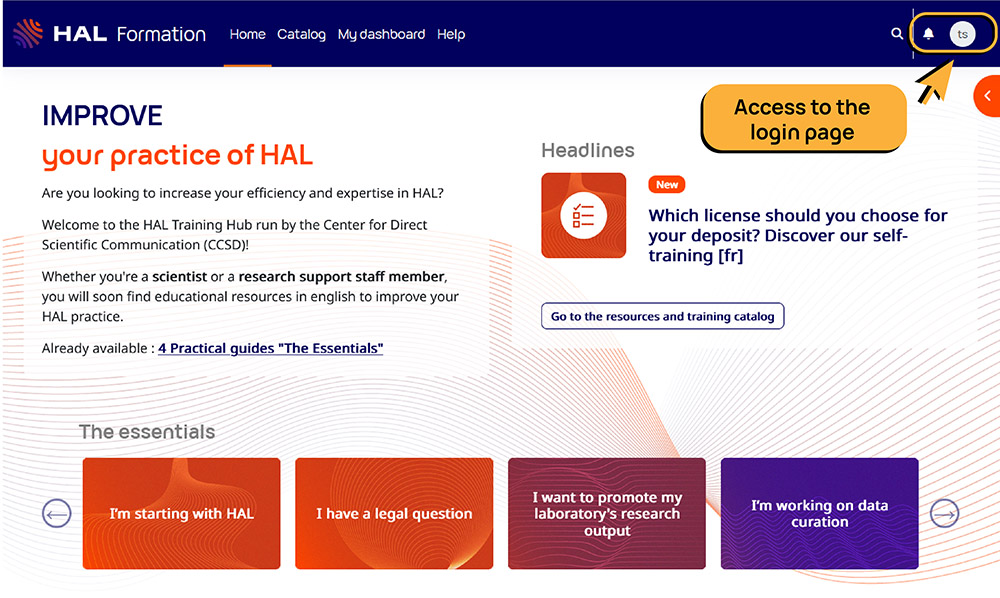 Screenshot - Access the login page