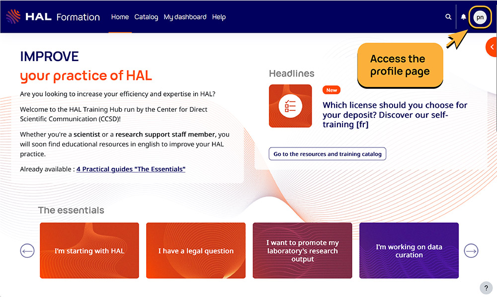 Screenshot - Access the profile page