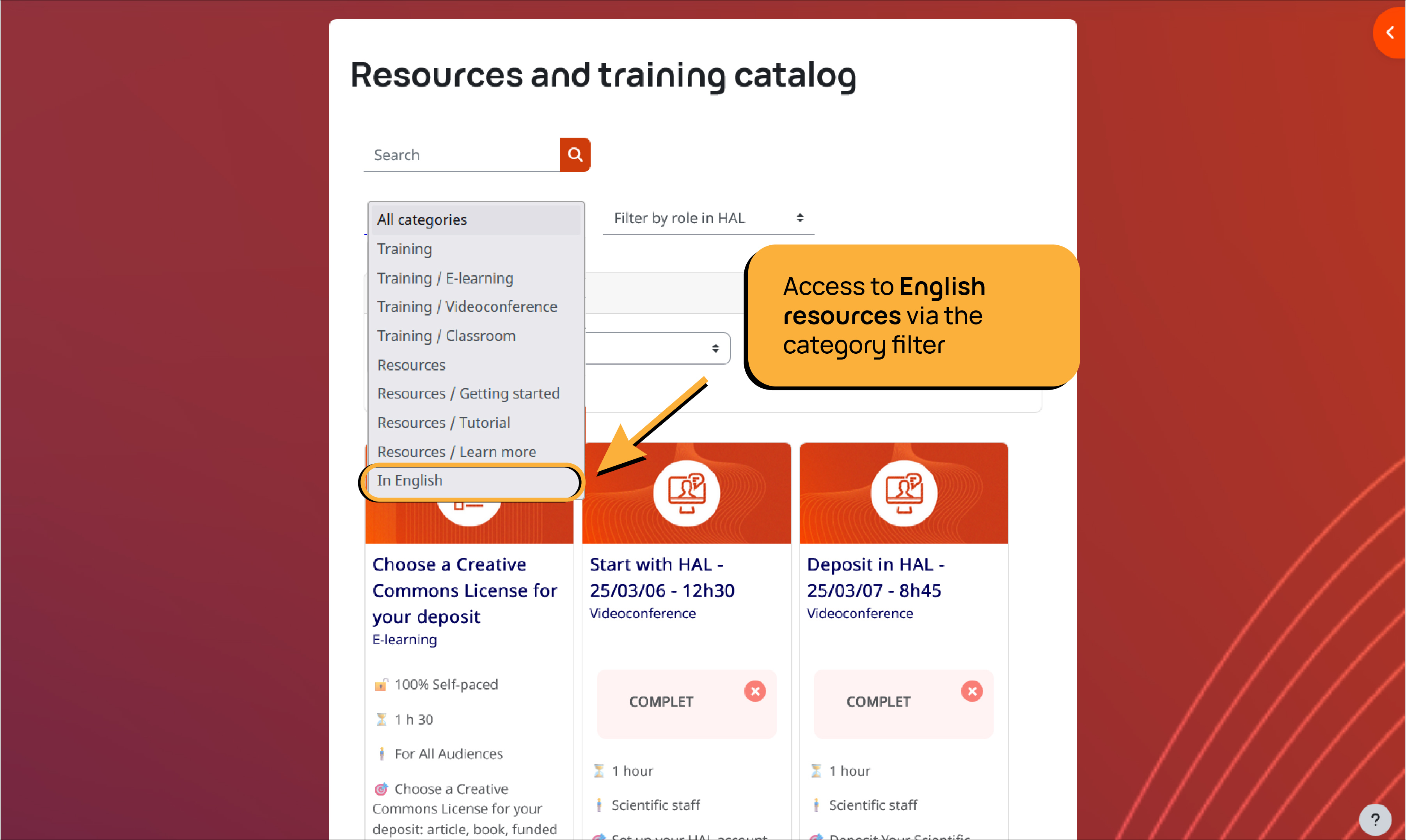 Catalog screenshot - Use the filters